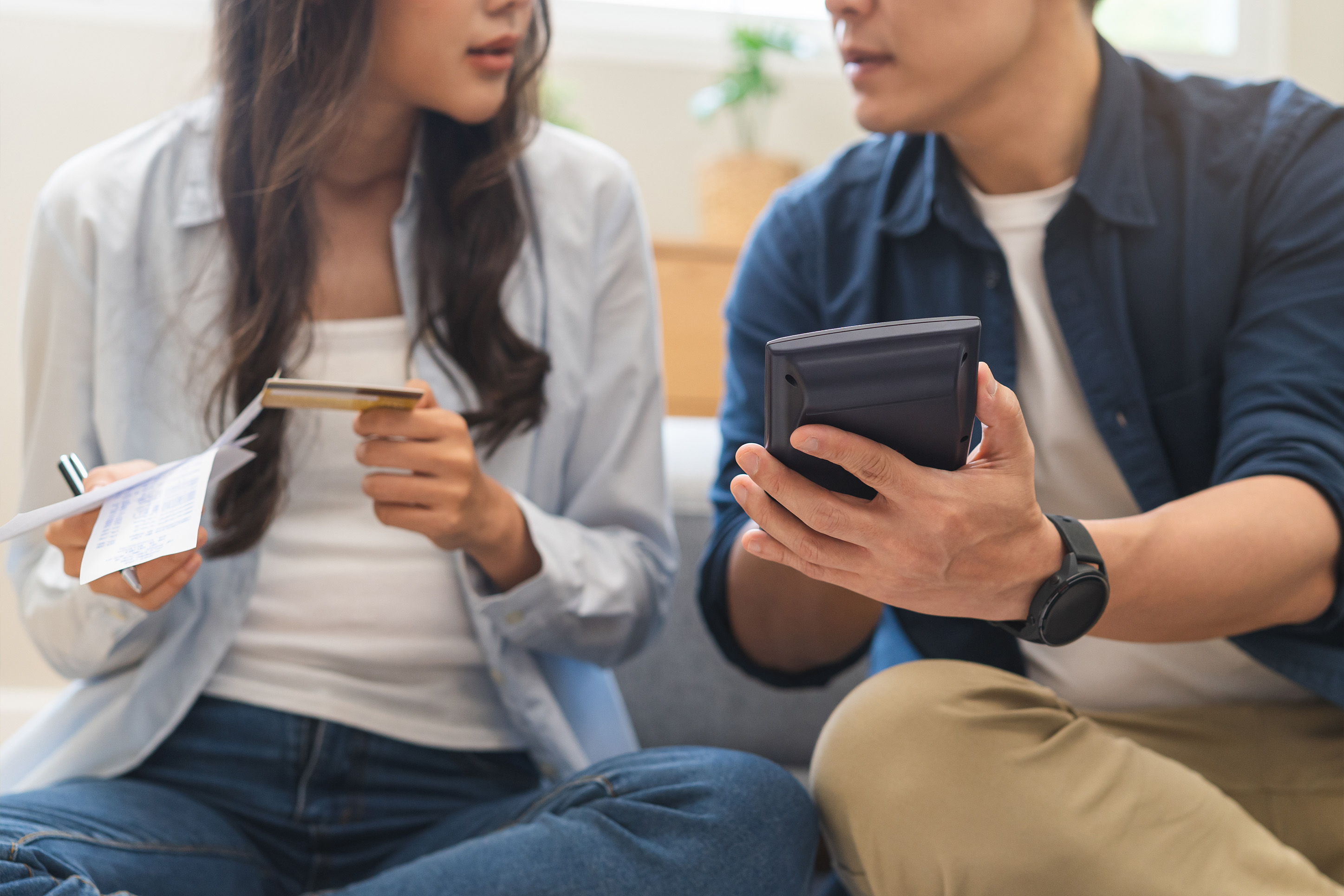 Couple discussing money