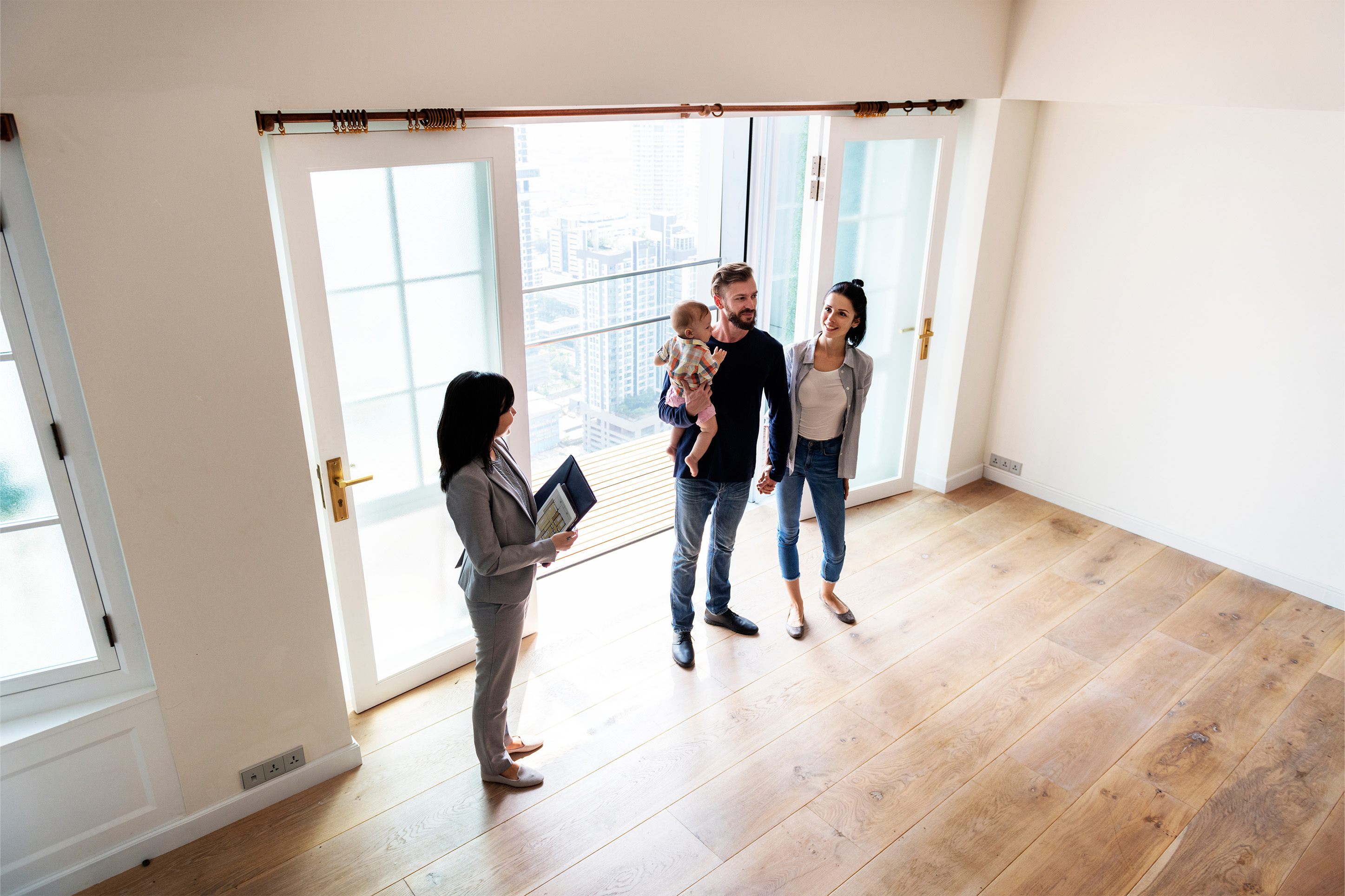 A young family buying a new home