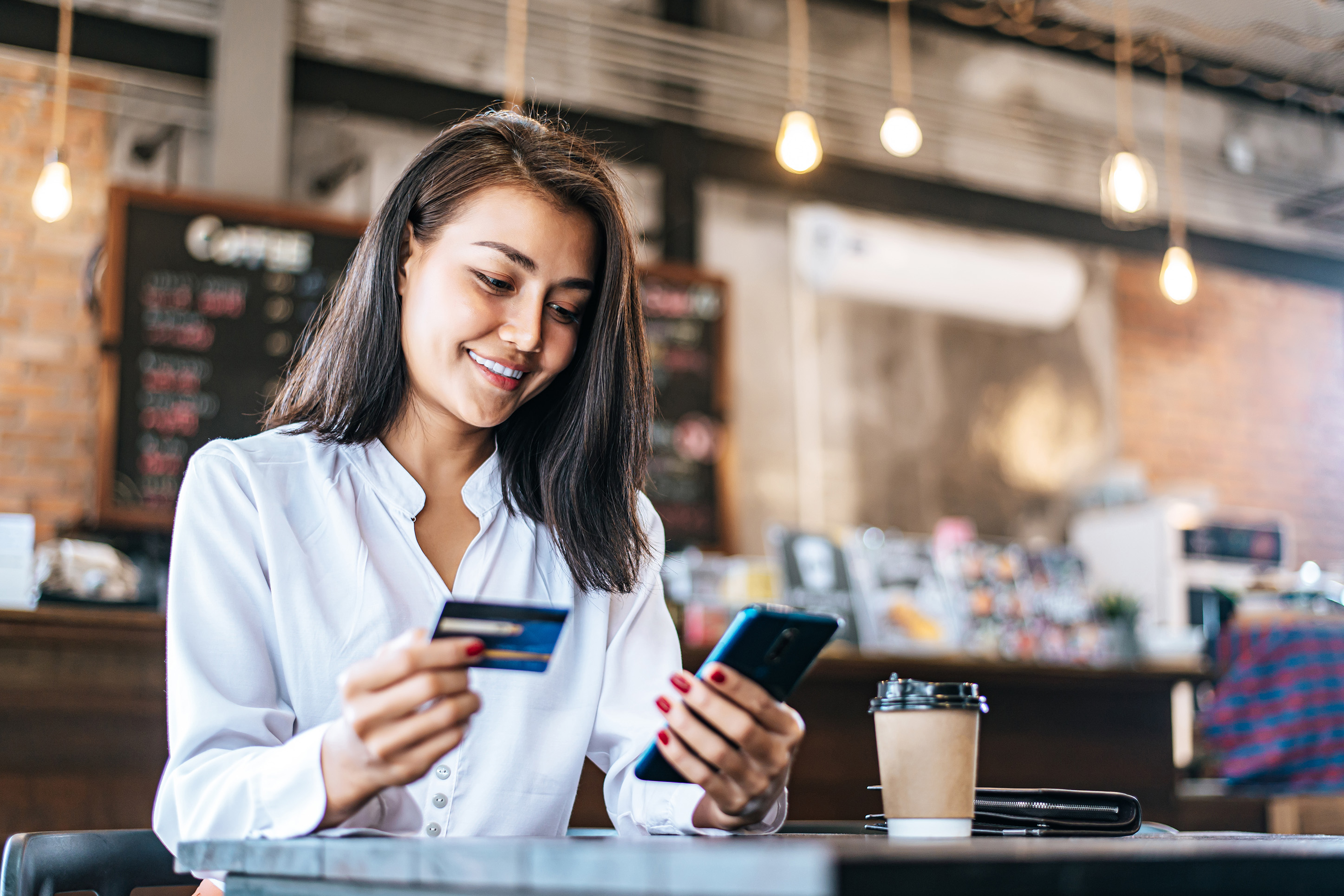 Woman on mobile banking