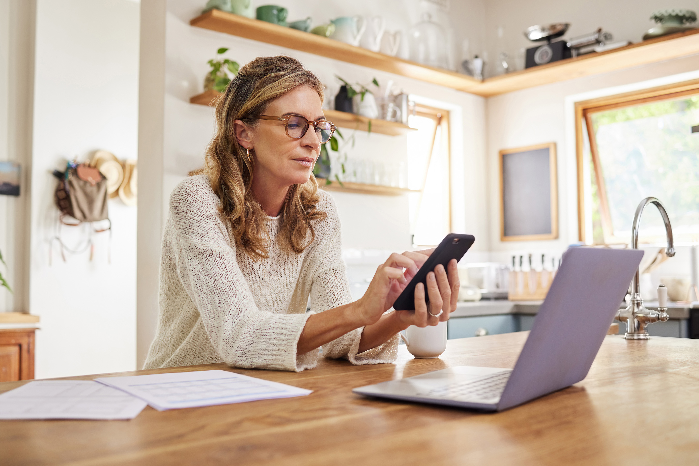 Woman working on a budget.