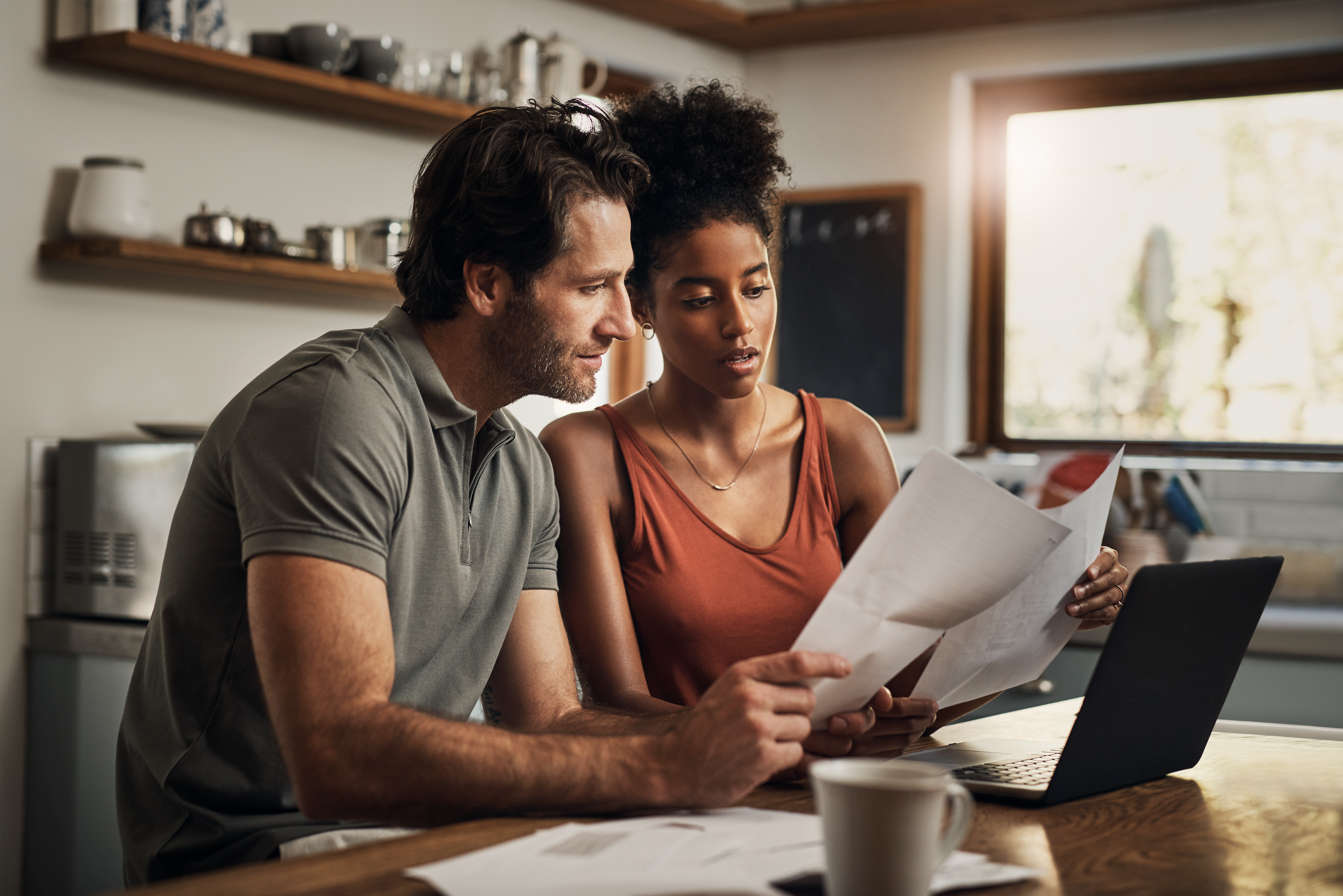 A couple doing their taxes together