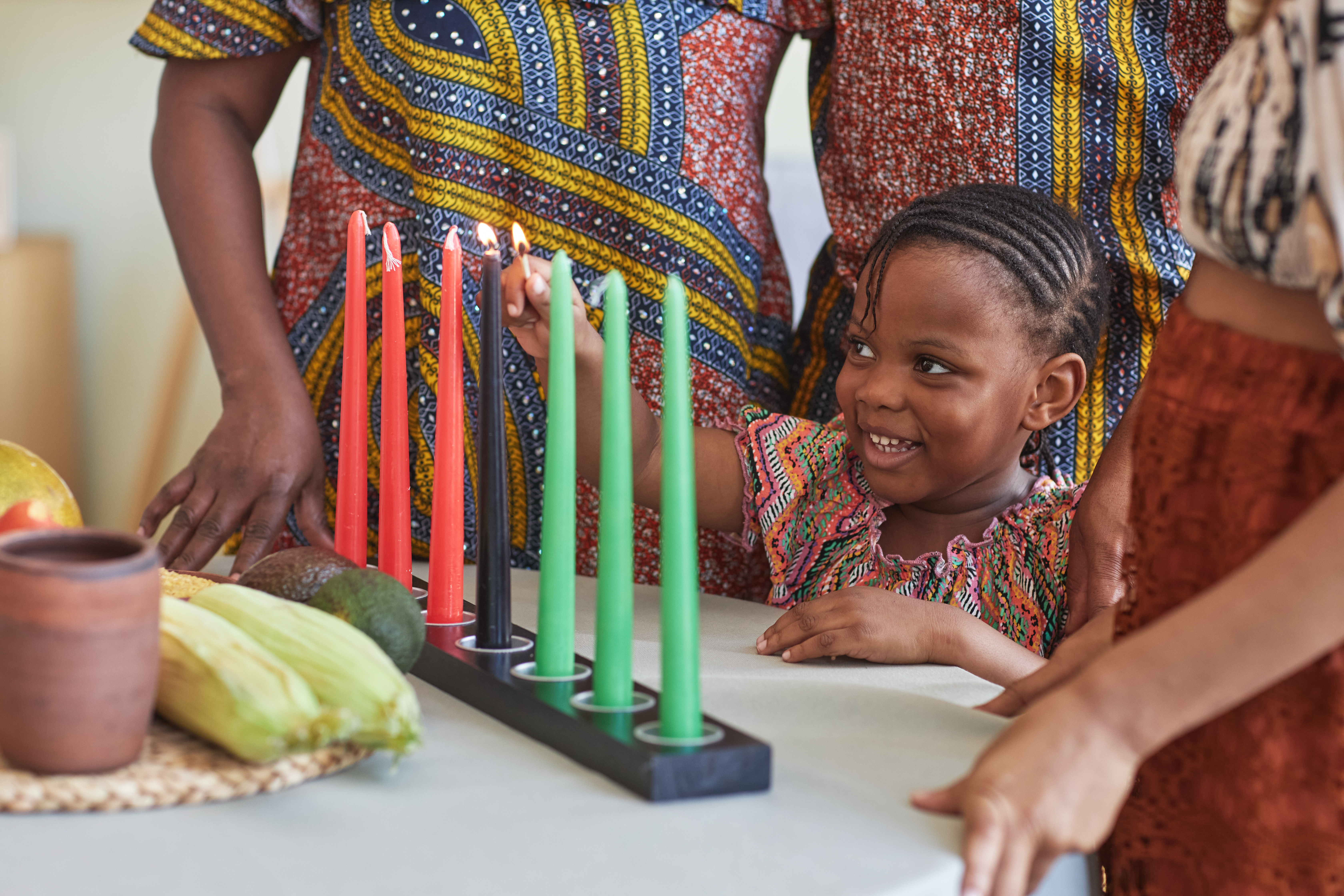 Photo of a family celebrating Kwanzaa