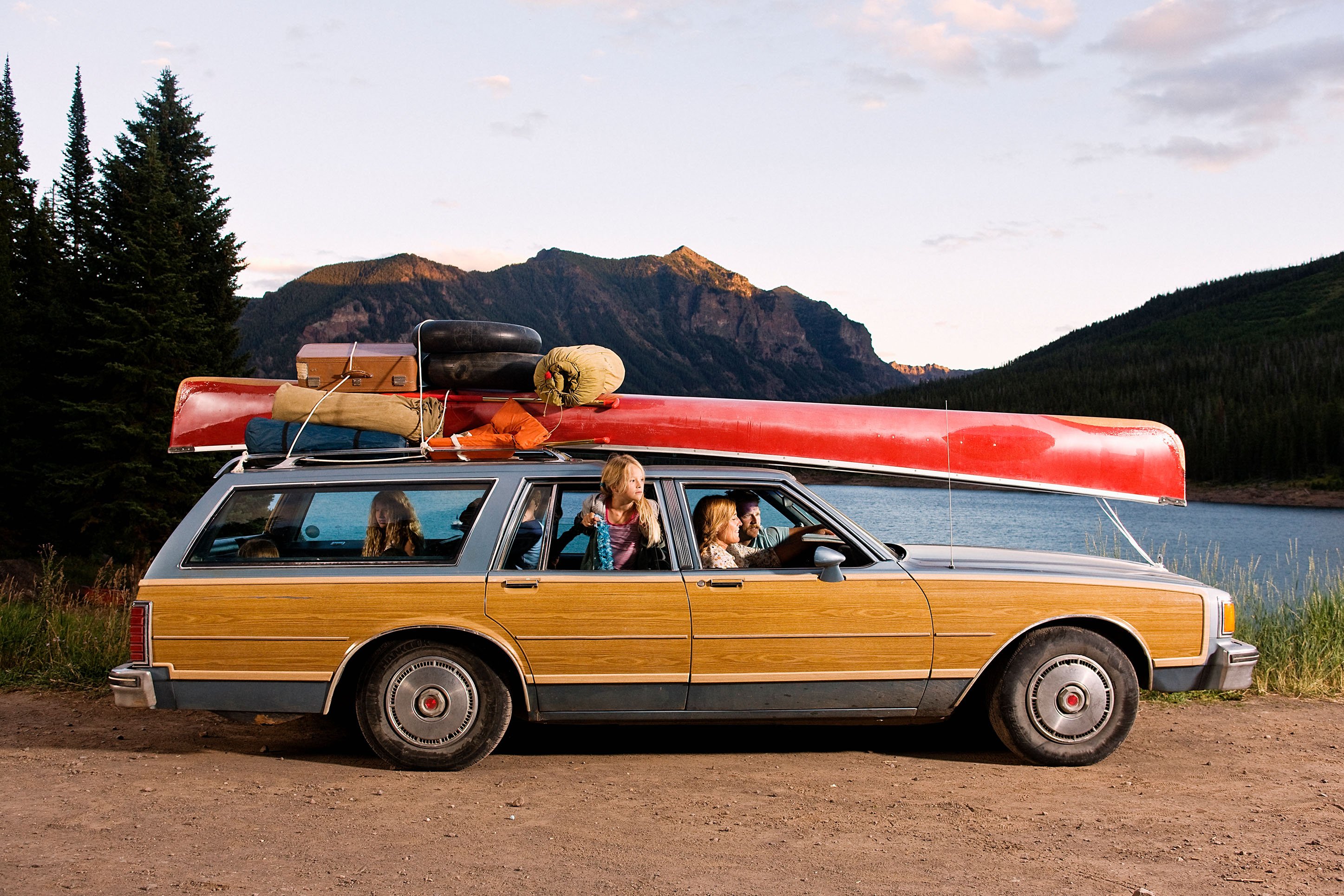 Car loaded for a family vacation in Montana.