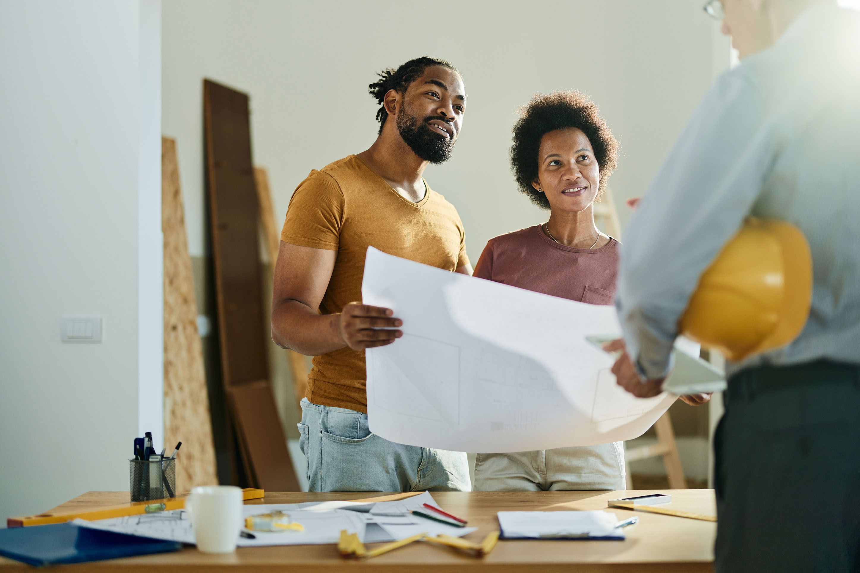 Couple considering home improvement plans