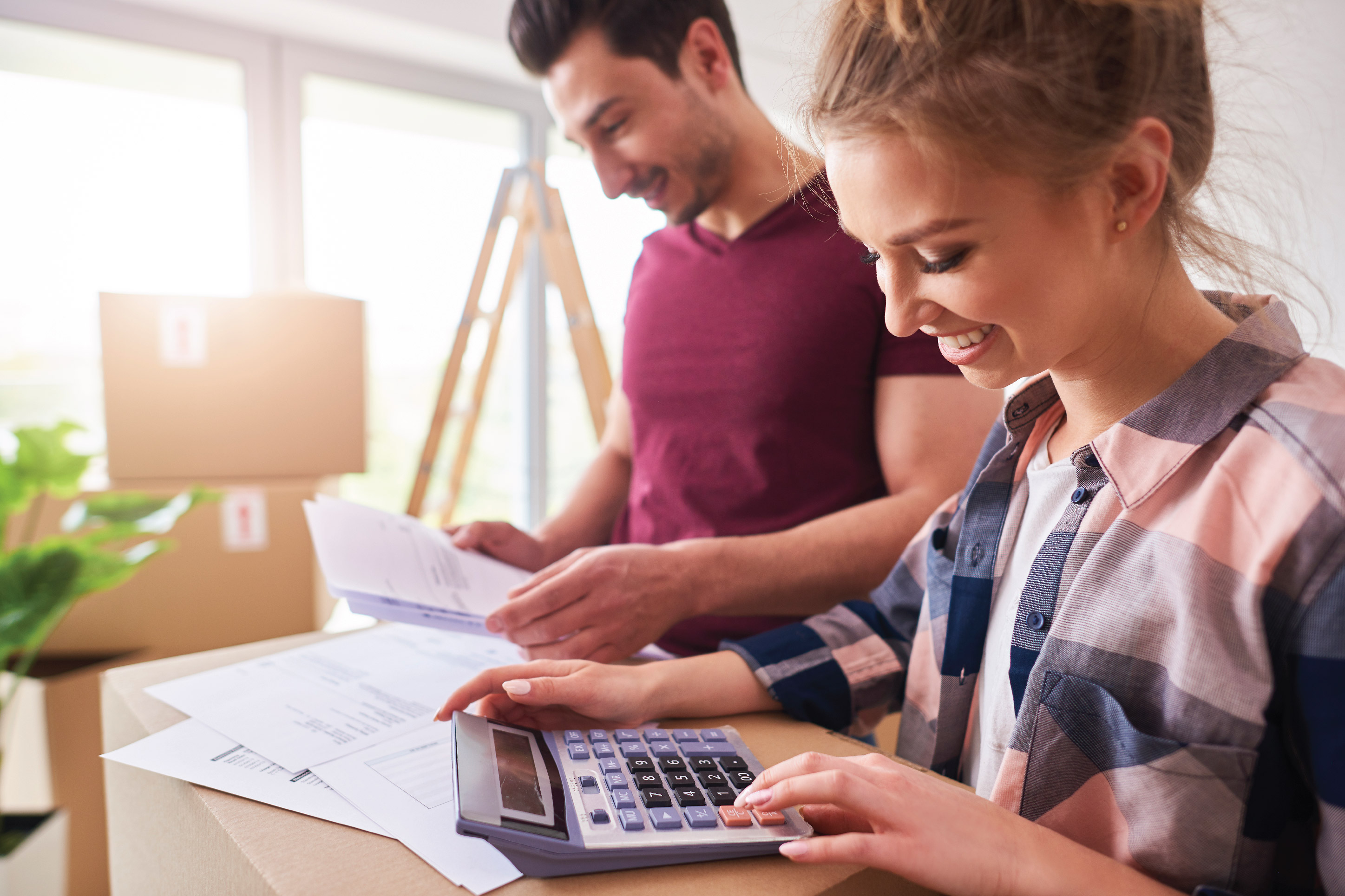 A couple doing financial planning together