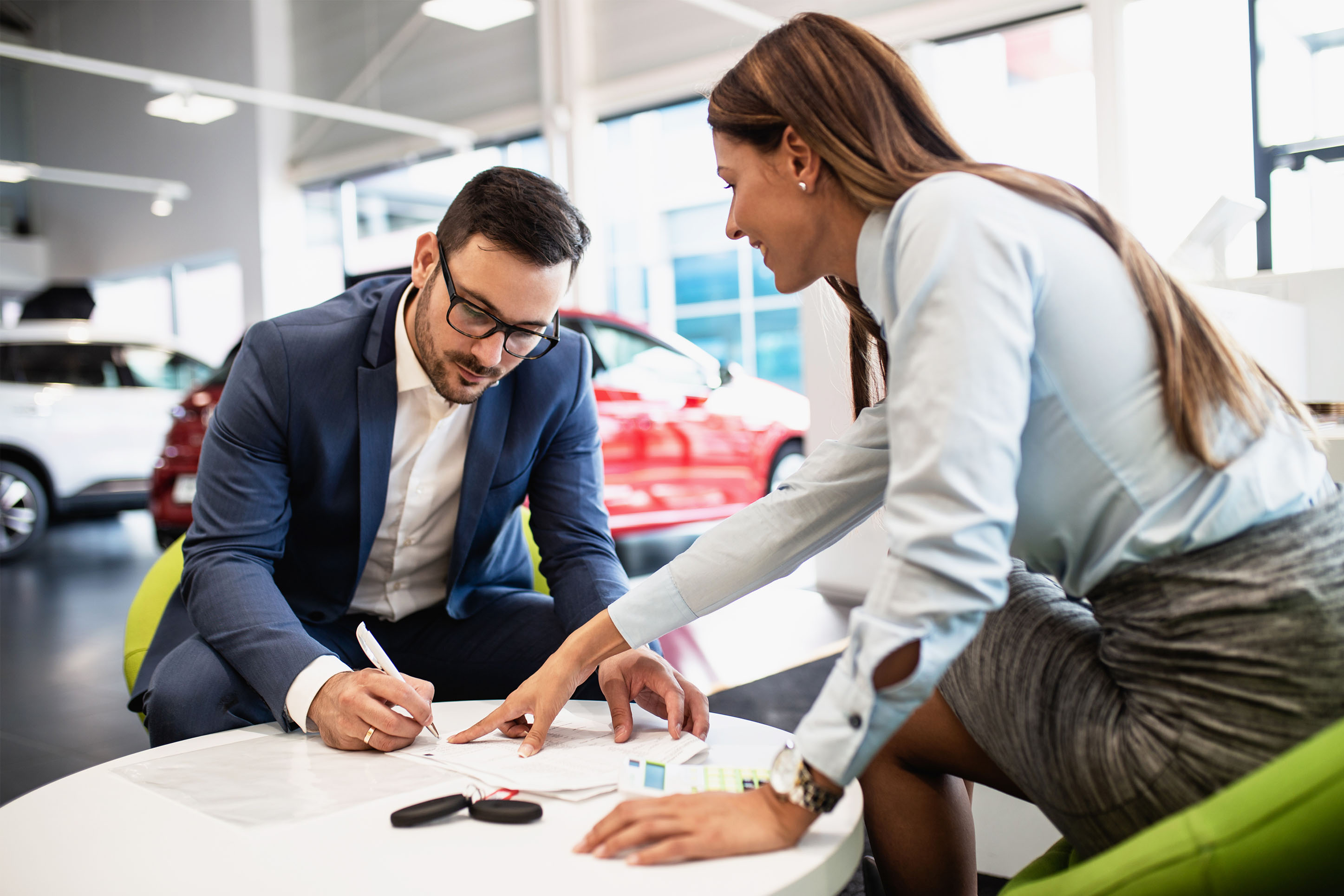 Person getting an auto loan. 