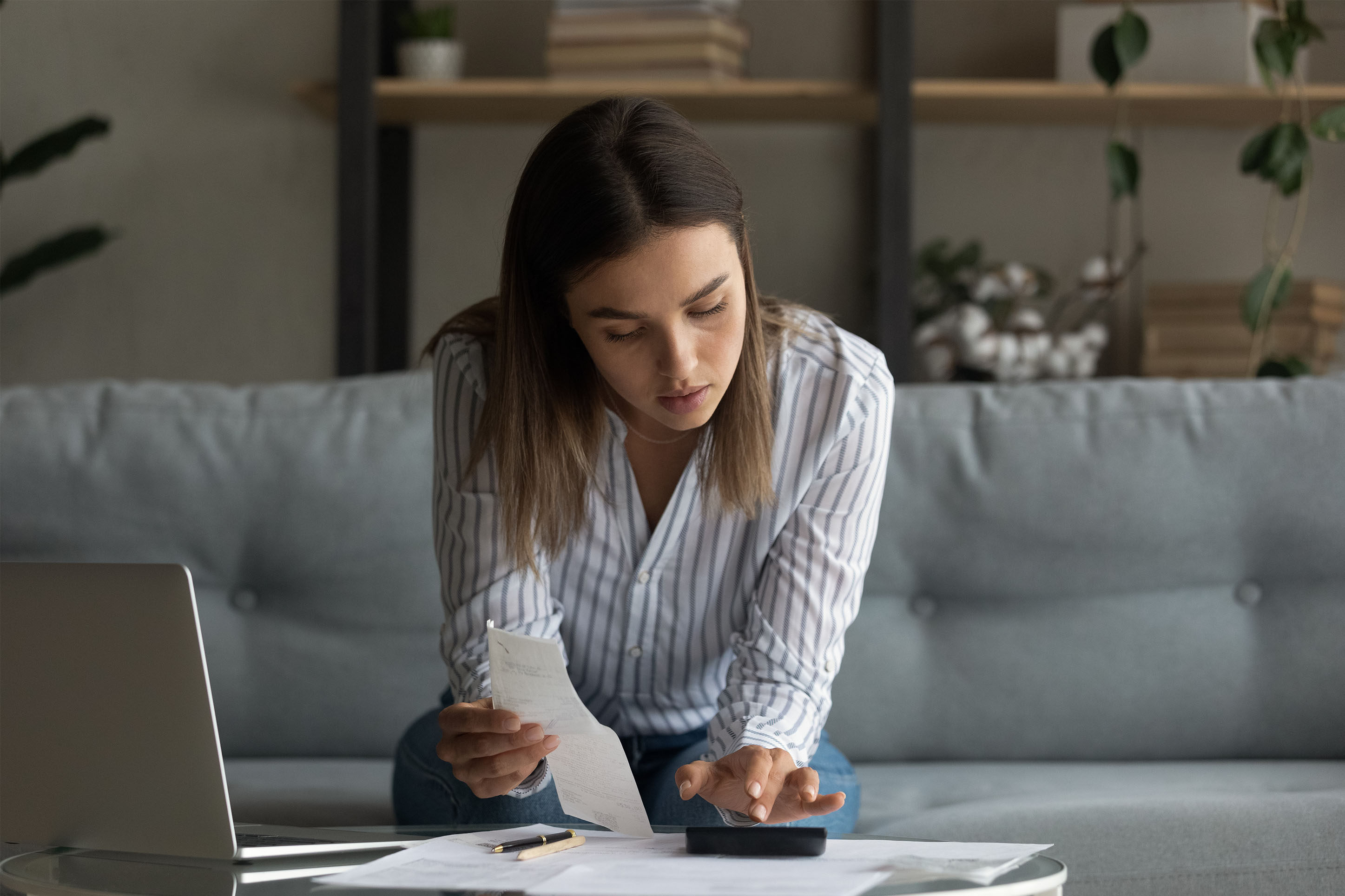 Woman considering a personal loan. 
